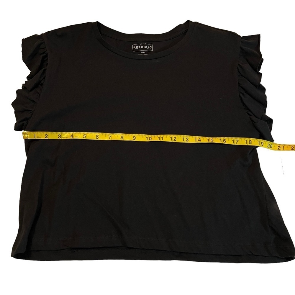NEW For the Republic Flutter Sleeve Crew Neck Top S Boxy Oversized Black - Picture 8 of 11